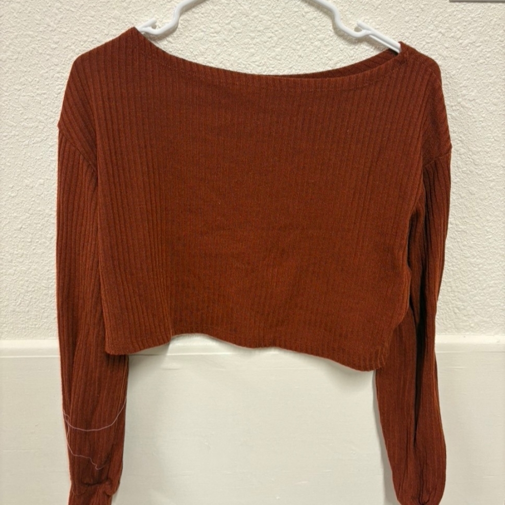 Long Sleeved Set Rust Ribbed Knit - Picture 2 of 2